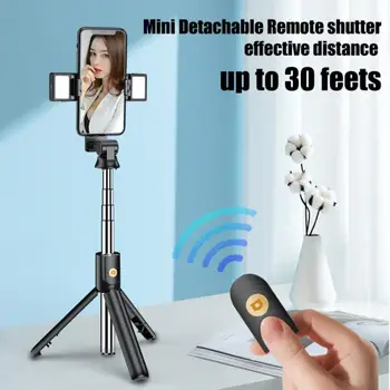 

Portable Extendable Bluetooth Handheld Selfie Phone Holder Stick Tripod Stand Monopod With Dual Fill Light For Android IOS