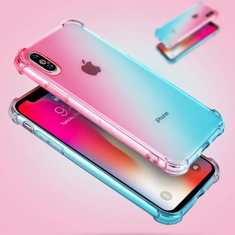 

Clear Gradient Anti Scratch TPU Phone Case For iPhone 6 7 8 Plus XR X XS Max 11 Pro Case Cover Reinforced Corners Shockproof