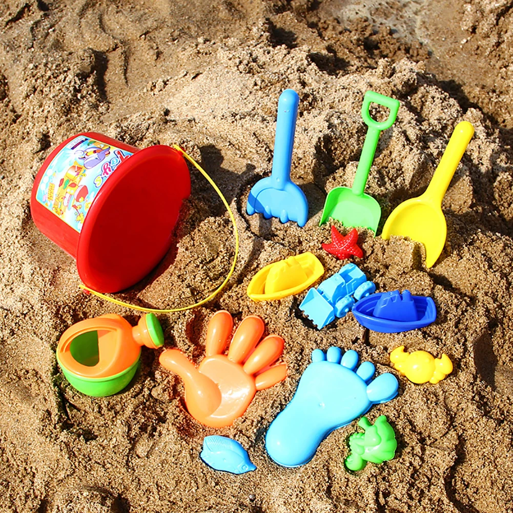 Дети Песок пляжные игрушки пластиковый замок ведро лопата, грабли форма в виде рыбки набор инструментов для игры замок строительный