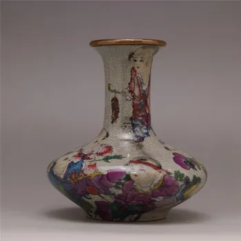 

Chinese Old Porcelain Ornaments Pastel Cracked Glaze Vase Flower Bottle Home Decoration