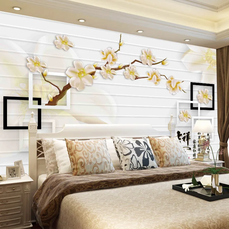 

Chinese Style 3D TV Backdrop Mural Modern Minimalist Living Room Bedroom Film And Television Wall Wallpaper Nonwoven Fabric