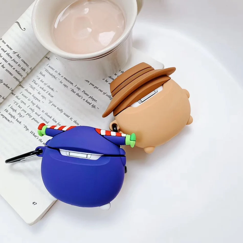 3D Милые аниме из мультфильмов чехол для Airpods 2 чехол силиконовый наушник чехол для Apple Air Pods чехол для Earpods Funda с брелком