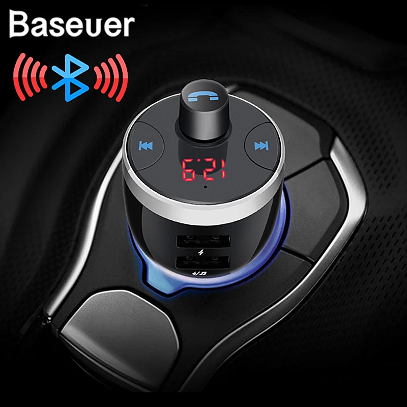 

Baseuer QC 3.0 Car Charger Bluetooth FM Transmitter Led Display Fast Charge Handsfree Car Audio MP3 Player Aux Modulator 3.4A