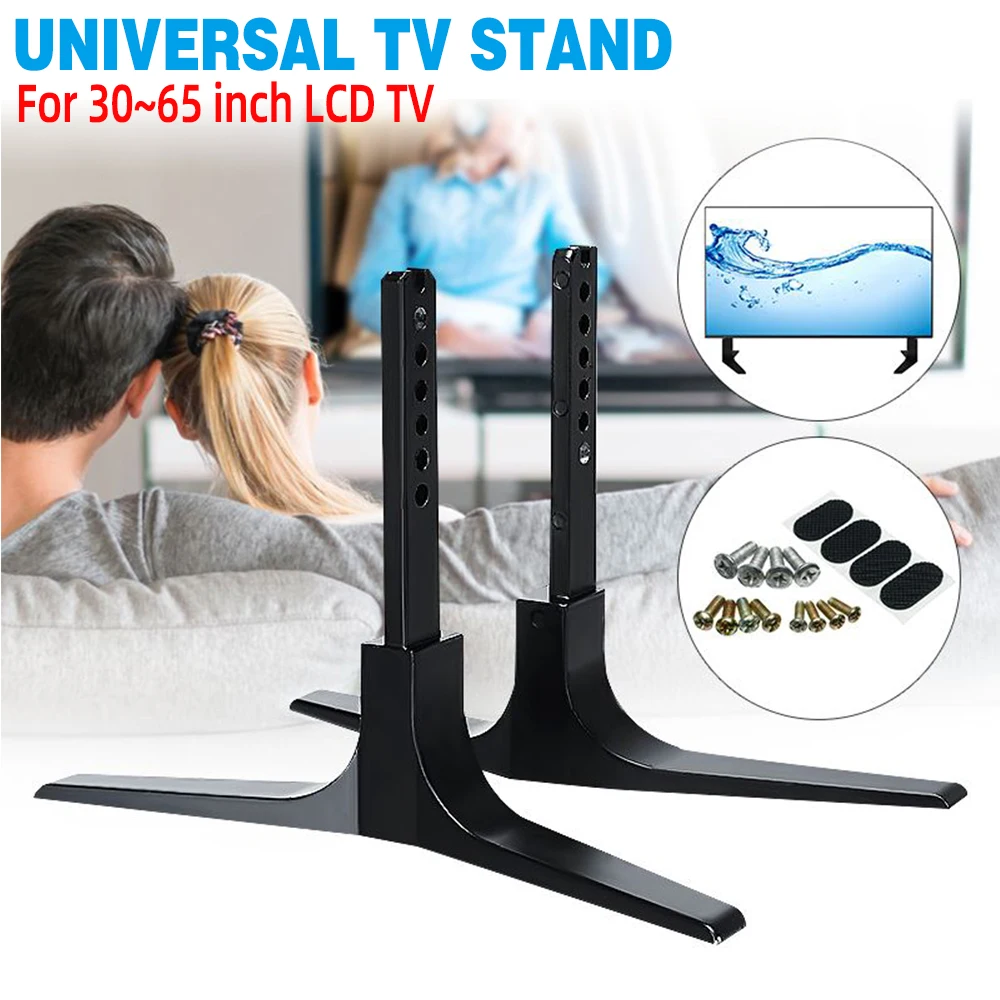 Height Adjustable LCD TV Stand for 32-65inch Pedestal Top Mount Base Universal 