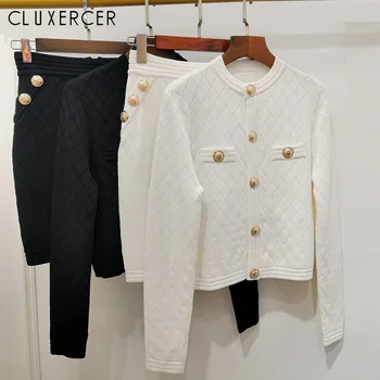 

Knitted Two Piece Set Knitted Long Sleeve Cardigan Tops And Pencil Skirt Suit Autumn Winter Elegant 2 Piece Set Women Outfits