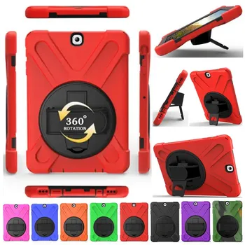 

Samsung Galaxy Tab A 9.7 T550 P550 P555 T555C shockproof heavy duty armor tablet case 360° rotating bracket hand strap cover