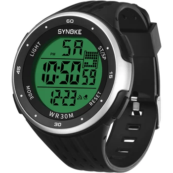 Synoke relógio masculino digital esportivo, à prova d'água com visor led visor visor grande eletrônico cronógrafo xfcs 2