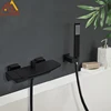 Quyanre Black Waterfall Bathtub Shower Faucets Wall Mount Shower Mixer Tap Faucets Hot Cold Bath Shower Tap BaRobinet Baignoire ► Photo 1/6