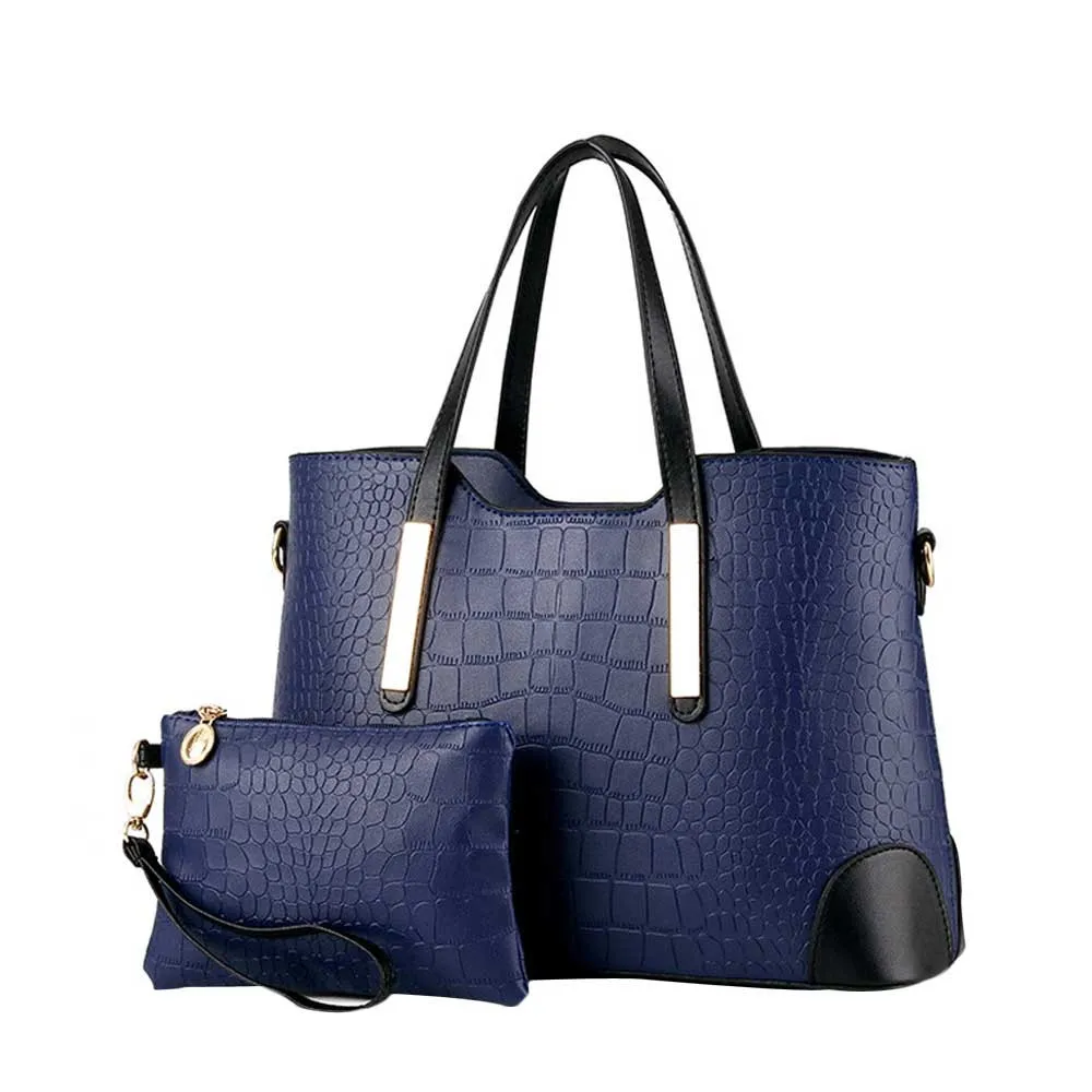 

Fashion Crocodile Woman Bag Set 2pcs Female Purse and Handbag Ladies Large Capacity Shoulder Bag Tote Wristlet Wallet Bag