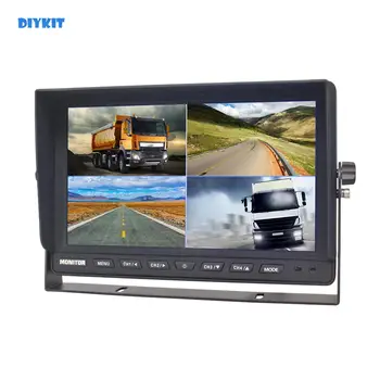 

DIYKIT 10 Inch Split Quad Display Color Rear View Monitor Car Monitor for Car Truck Bus Reversing Camera