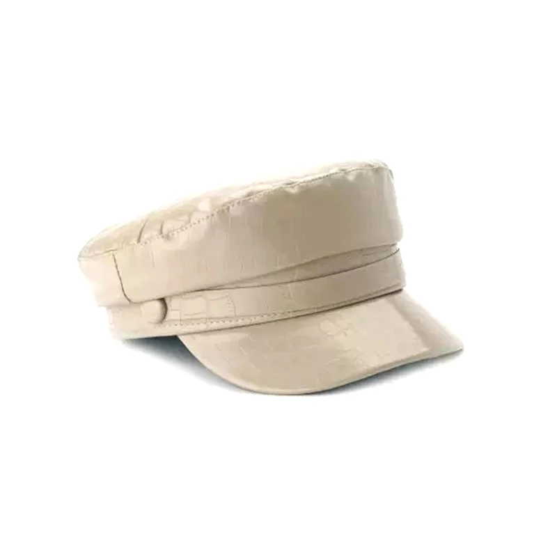 Поп Pu кожаная Военная Кепка женская модная шляпа в стиле милитари бейсболка кола, кепки женские Casquette берет британский стиль бренд - Цвет: 5
