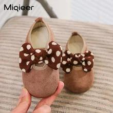 

Children Girls Flat Shoes Spring Suede Upper Kids Loafers Bow Slip-On Anti Skid Comfortable Breathable Baby Princess Casual Shoe