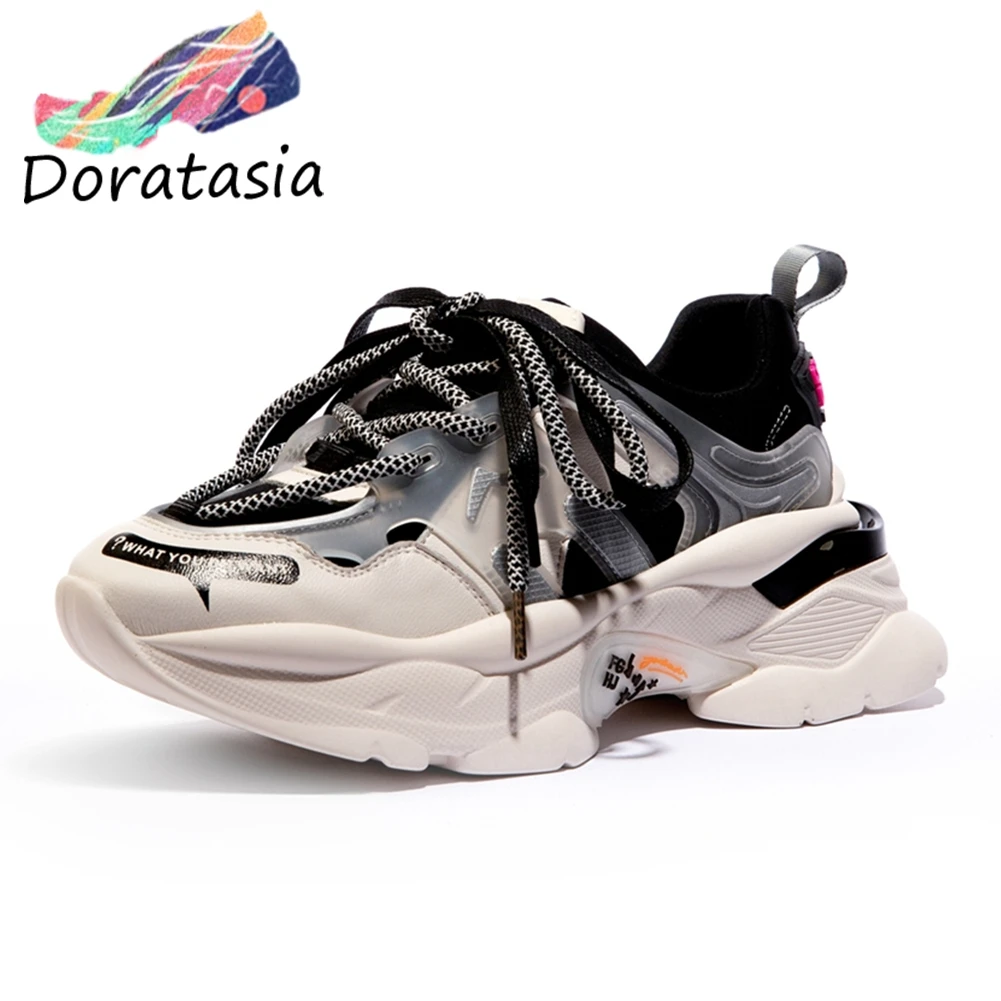 

DORATASIA New Autumn Brand Designer Genuine Leather Sneakers Women 2020 Lady Decorating Dad Shoes Woman Platform Flats 35-42