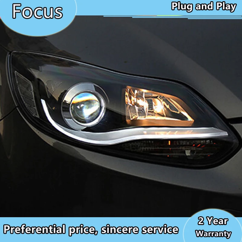 Car Styling for 2012-2014 Ford Focus LED Headlights New Focus3 DRL Lens Double Beam H7 HID Xenon bi xenon lens | Автомобили и