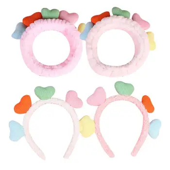 

4pcs Head Band Women Plush Head Hair Clip Charming Hair Rope Cute Heart Headwrap Makeup Fashion Plush Hair Band Hair Accessary
