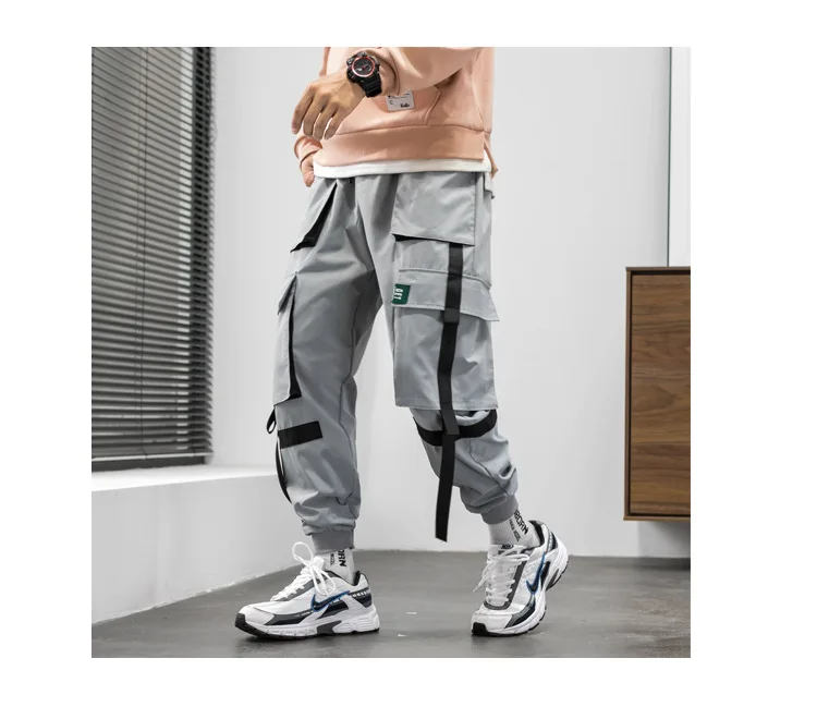 Streetwear Men Sweatpants  Fashion Cargo Pants Men Elastic Waist Trousers Hip Hip Harem Pants Mens Multi Pocket Work Pants 2020 sports pants for men