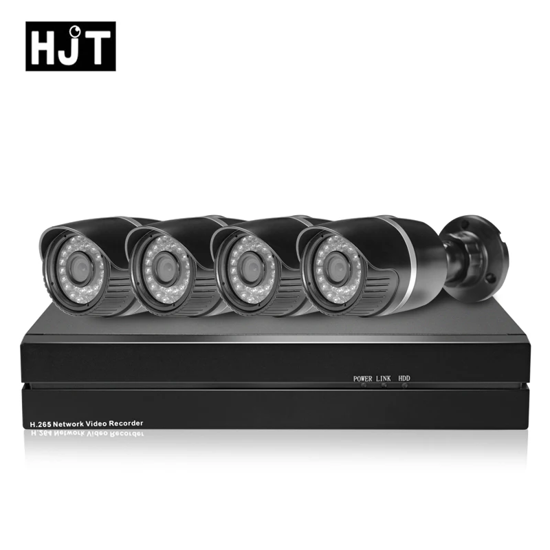 HJT ip камера H.265 2.0MP POE 48V 8CH NVR набор камеры видеонаблюдения 4CH комплект наблюдения