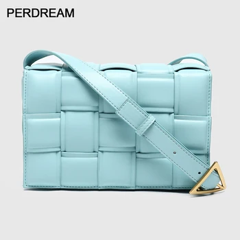 

Leather women bag 2020 new pillow bag woven cloud bag trend shoulder messenger bag soft leather small square bag
