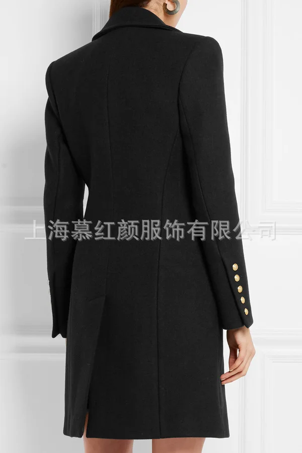 Однотонное двубортное длинное пальто для женщин теплое модное шерстяное пальто и куртка тонкая винтажная Длинная женская одежда