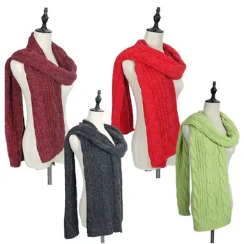 

190x34cm Men Women Pashmina Solid Color Large Scarf Shawl Thicken Warm Braided Cable Knitted Winter Windproof Blanket Wraps M6CD