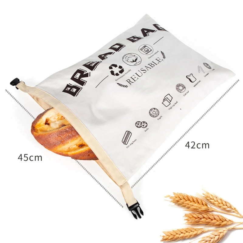 Portable Bread Storage Bag Kitchen Organization Organic Cotton Bread Bag Reusable Storage Sack Home Bakery Food Storage Bag #