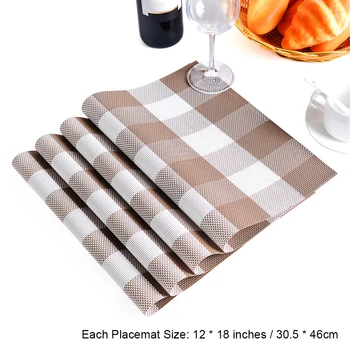 

New 12 * 18 inches 4pcs Placemats PVC Placemat Bar Mat Plate Mat Table Mat Set Kitchen Hot Pads Anti-skid Washable Dining Placem