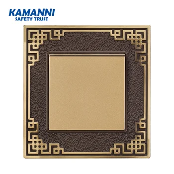 

Hand-Polished Push Button Switches Panel on The 2 Gang Electric Wall Metal Pattern Engraving Control Senior Light Luxury Switch
