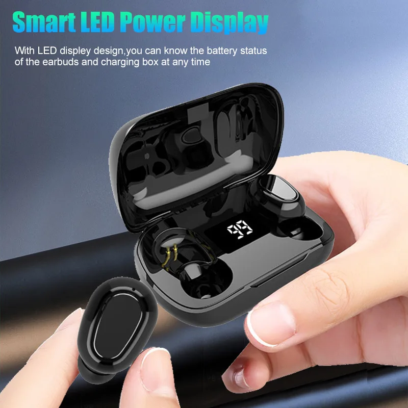 TWS Bluetooth 5 0 Wireless Earphones Noise Reduction Stereo Headphones Sport Headset Battery Status Display