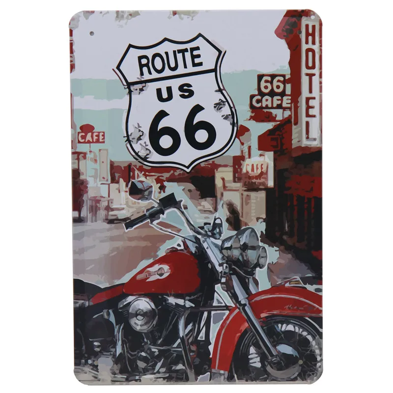 США винтажные металлические жестяные знаки Route 66 наклейки Клубная настенная вывеска для декора автомобиля номерной знак табличка плакат Tintin 8x12 дюймов H18 - Цвет: E
