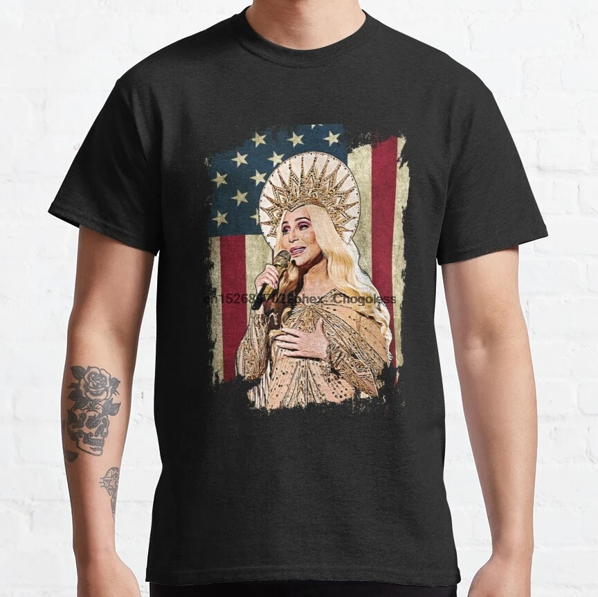 Футболка Graphic Cher s ретро американский флаг США любимые музыкальные подарки от Erminio