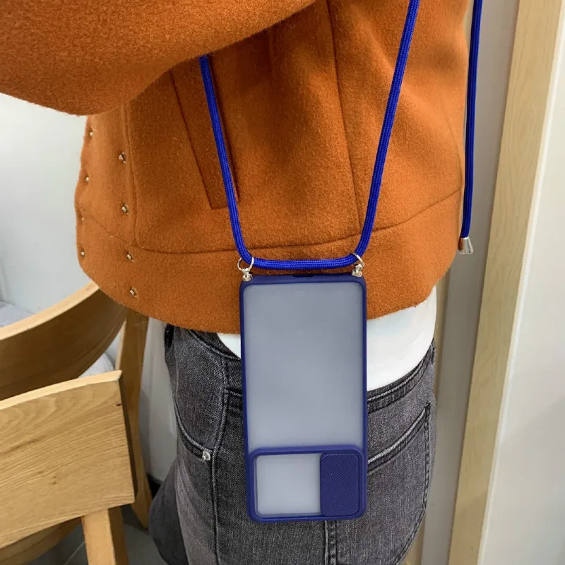 Slide Camera Protector Crossbody Lanyard Strap Case For huawei P Smart 2021 Y7A Translucent Back Cover for huawei p smart 2021