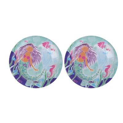 9inch plate 6pcs Набор Русалочки для вечеринки на день рождения, океанские принадлежности для тематической вечеринки, гигантский бумажный шарик Русалочки, чашки баннеров, тарелки для девочек - Цвет: 9inch plate 6pcs