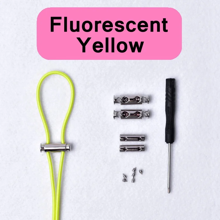 fluorescent yellow 1 пара эластичных шнурков металлические весенние пряжки круглые шнурки удобные быстрые шнурки без шнурков шнурки унисекс фиксирующие шнурки - Цвет: fluorescent yellow