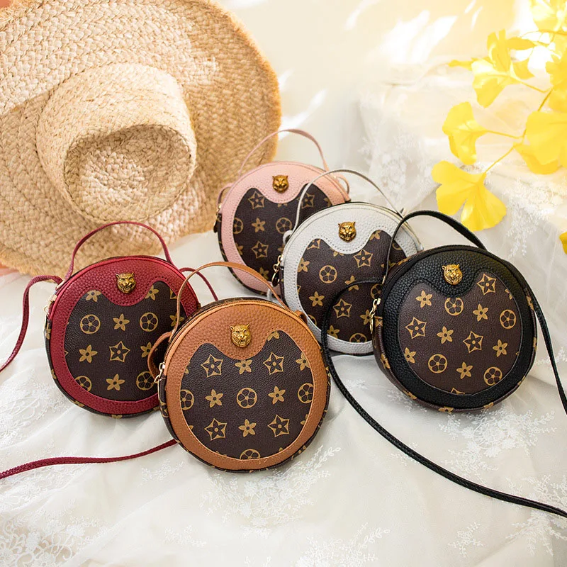 

LTBOOS Vintage Small Messenger Bag Single Shoulder Female Leather Round Handbag Women New Patchwork Tote Bags For Sunmer 2019