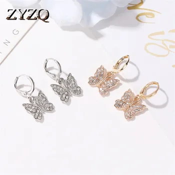 

ZYZQ Elegant Animal Series Earrings For Women Cute Butterfly SHaped Pendant Drop Earrings With Micro Paved Fashion Jewel Earring