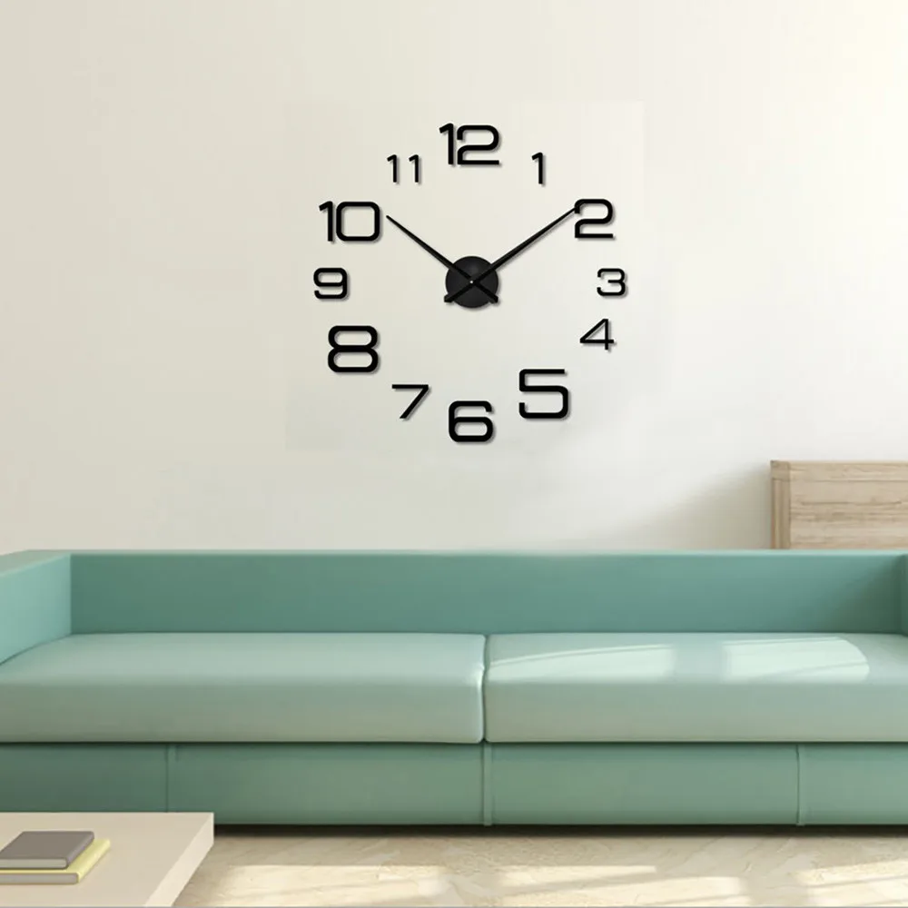 

New Clock Watch Wall Clocks Horloge 3d Diy Acrylic Mirror Stickers Home Decoration Living Room Quartz Needle OR30