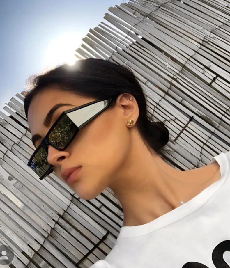Side Mirror Brand Design Luxury Small Frame Sunglasses Kim Women Fashion Square Sun Glasses Shades UV400 Vintage Zonnebril big sunglasses