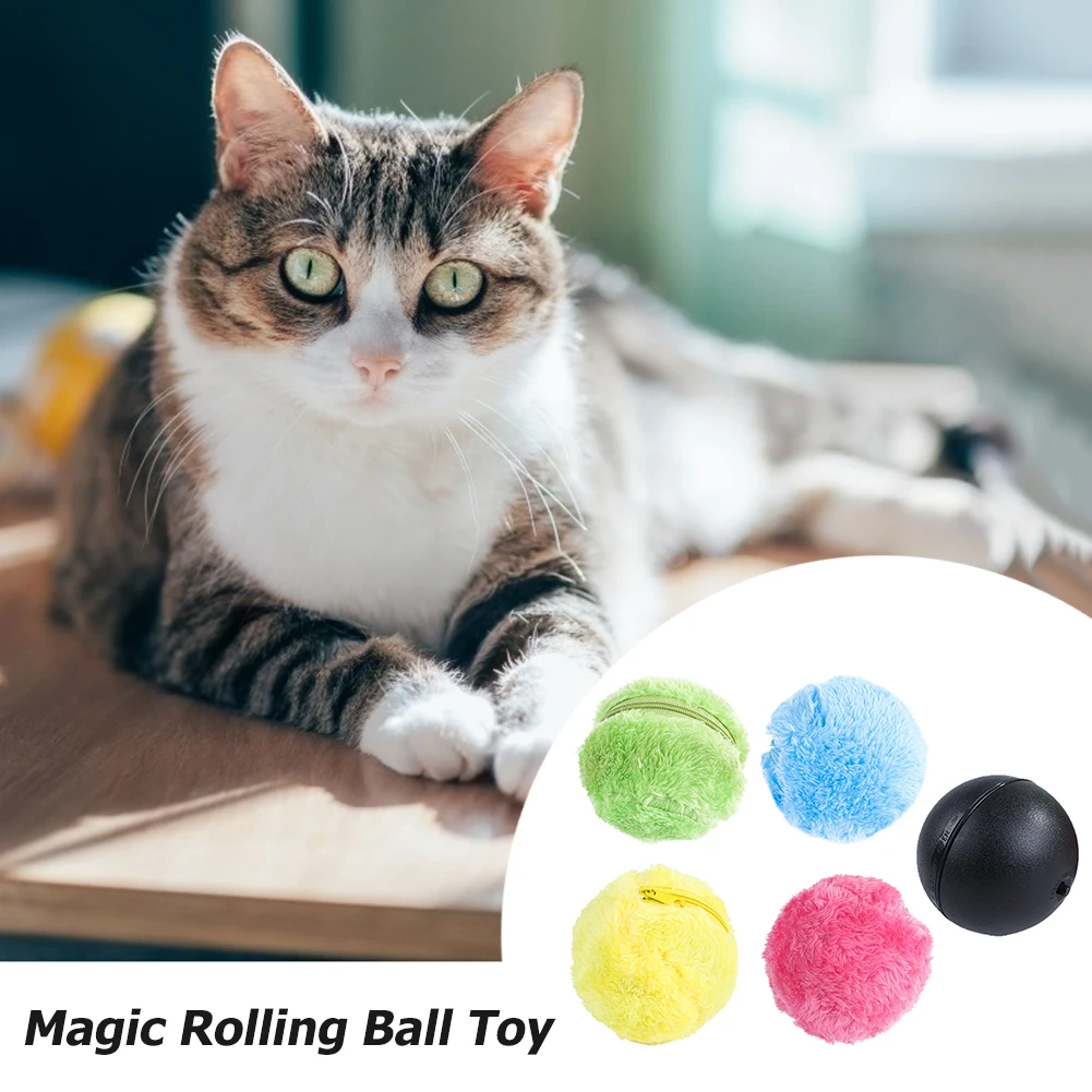5Pcs Pet Magic Roller Ball Battery Powered Electric Plush Toys Automatic Chew Dog Cat Interactive Funny Toy New | Дом и сад
