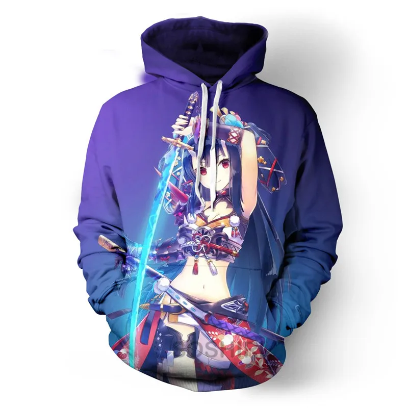 SOSHIRL Warrior Girl Hoodie Cool Anime Unisex Sweatshirt Hipster Winter Hoodies Harajuku Classic Pullovers Gothic Couple Coats | Женская