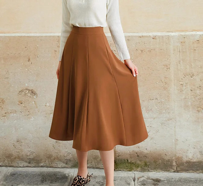 

Big Skirt Women's 2019 Autumn And Winter New Style Western Style High-waisted Versatile Skirt