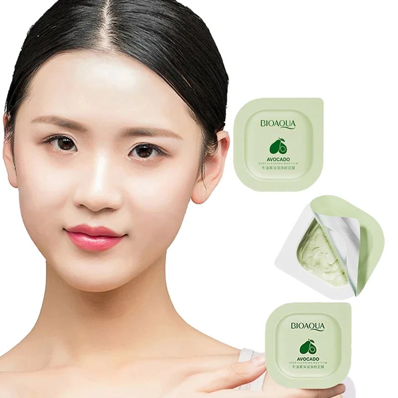 

8PCS/Set Avocado Extract Deep Clean Mud Mask Moisturizing Oil Control Anti Acne Blackhead Relief Smear Mask Skin Care Products