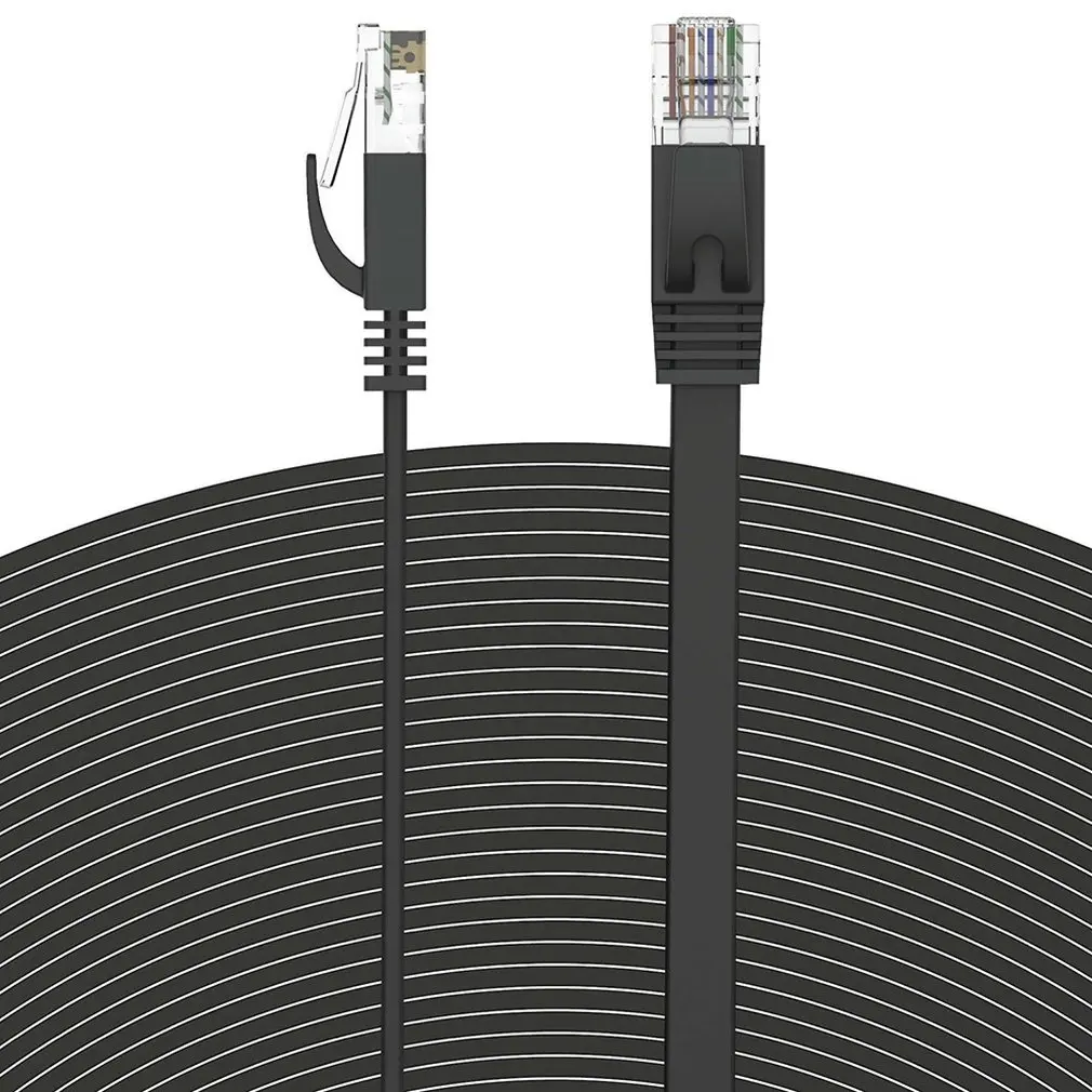

Practical Durable 50FT Cat6 Flat Slim Ethernet Patch RJ45 Network Internet LAN Cable Cord Lot High Performance