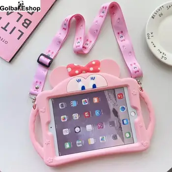 

Kids Handle Case For iPad 7th Generation 10.2 2019 Cartoon Minnie Shockproof Tablet Silicone Cover for IPad 10.2 inch Strap