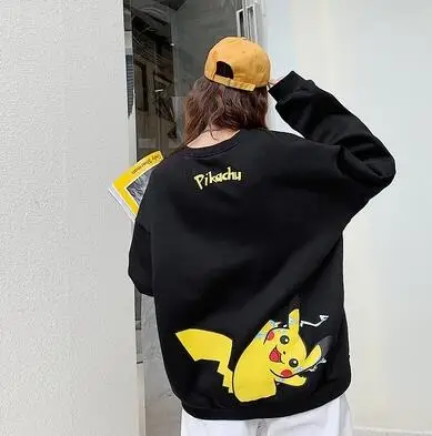 Black KUANGNAN Аниме Толстовка с Пикачу мужская Японская уличная одежда Harajuku толстовки для мужчин хип-хоп Мужская толстовка 5XL осень Новинка - Цвет: Black