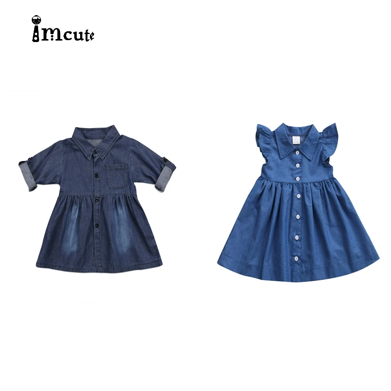

Imcute Brand Girl Dress Kids Baby Girls Clothes Denim Jeans Princess Dress Long Sleeve Dress Costume vestidos de fiesta de noche