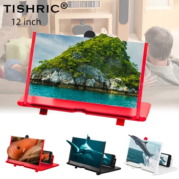 

TISHRIC 12 Inch 3D Universial Moile Holder Cell Phone Screen Maginfer Tablet Desktop Holder Stand for Xiaomi/iphone Amplifer HD