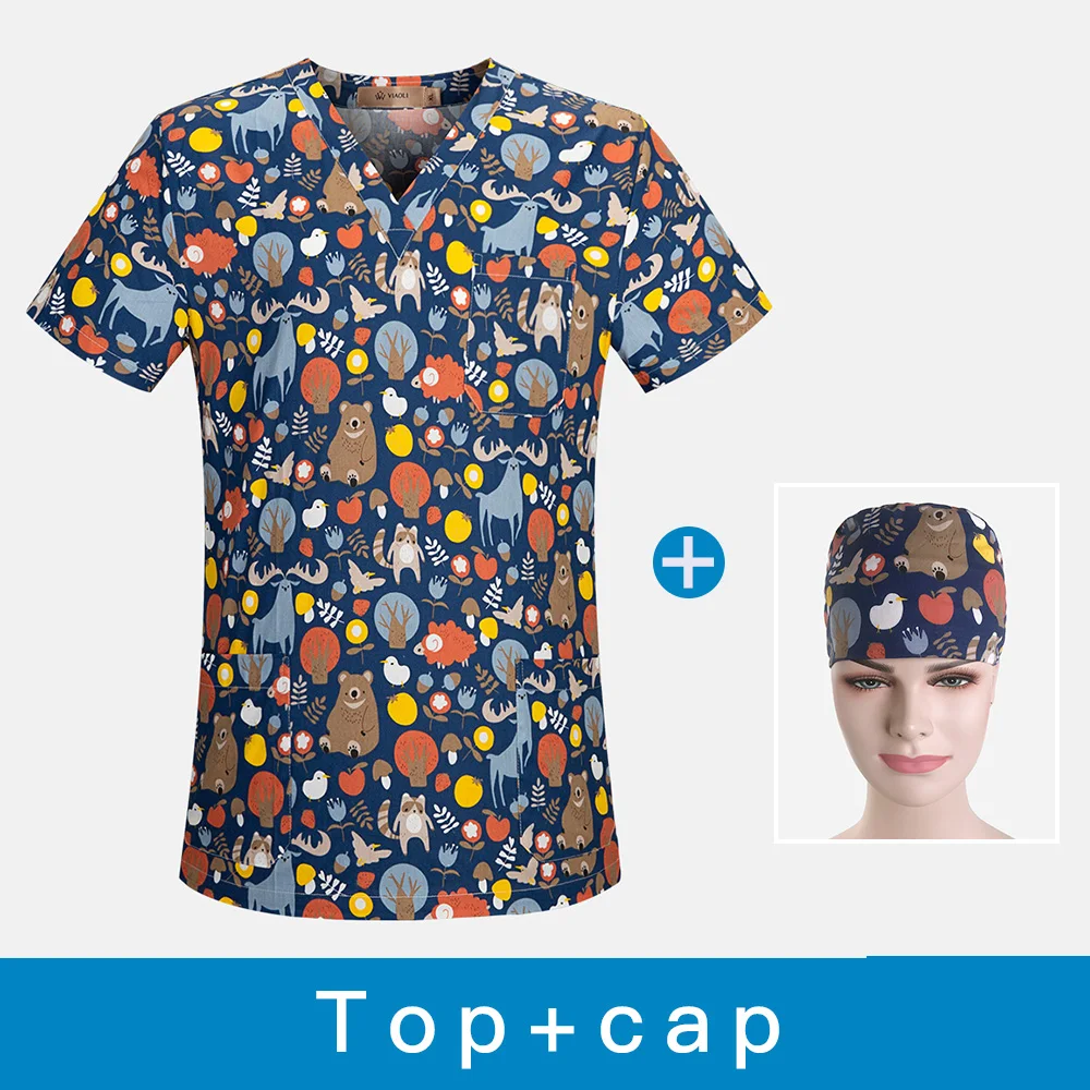 VIAOLI Pet doctor рабочая одежда стоматологическая клиника скрабы топ+ шапочка+ маска больничное одежда для персонала больниц медицинская одежда спецодежды S-2XL