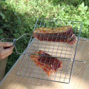 

Barbecue tool accessories large zise BBQ fish clip grill wire mesh stainless steel cooking baking net clapper