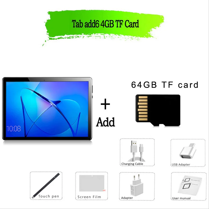 10.1 Inch Android 10.0 Tablet Pc Android Tablet Octa Core 4GB RAM 64GB ROM 3G/4G Network Mobile Phone Call AI Speed-up Touch Pen best samsung tablet Tablets