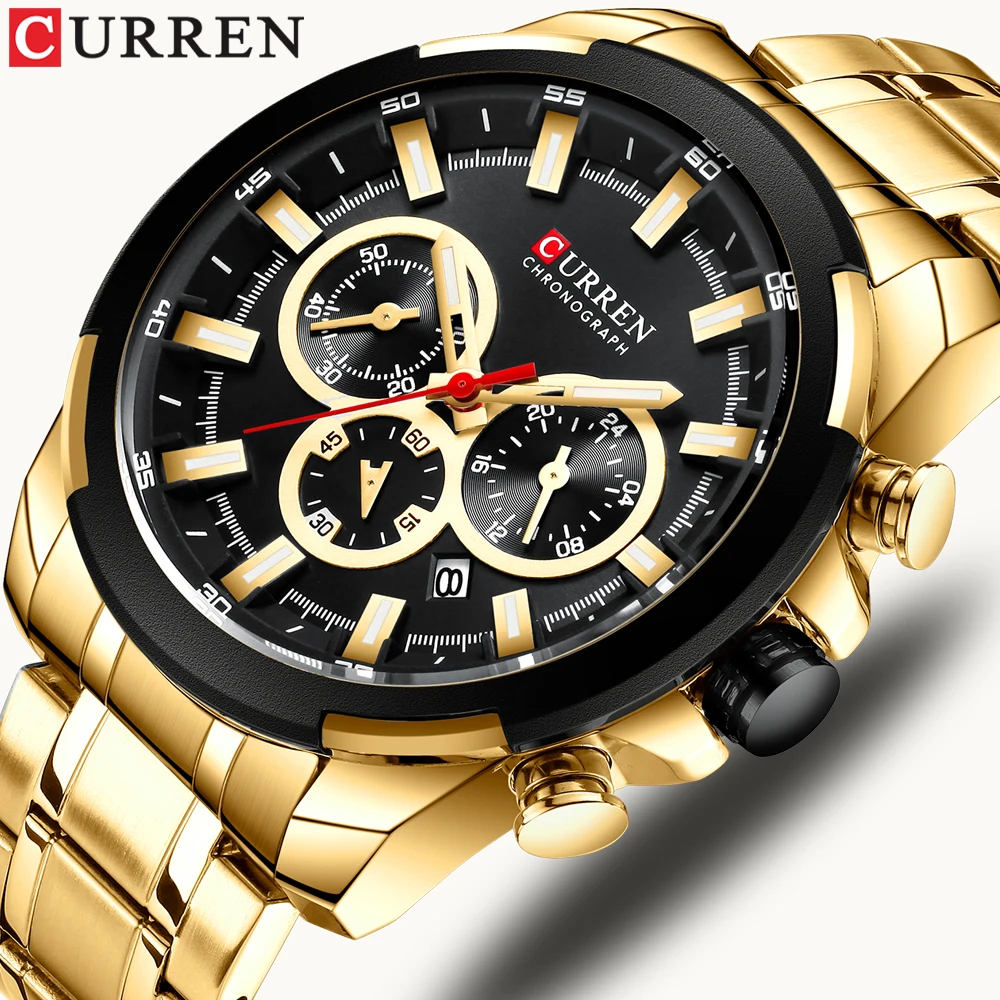 

CURREN Luxury Relogio Masculino Top Brand Golden Case Quartz Mens Watches Waterproof Luminous Hands Date Stylish Erkek Kol Saati